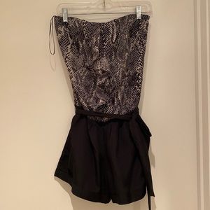 Express snake skin print with black shorts romper